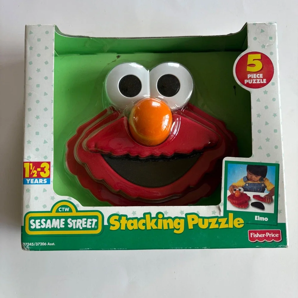 Vintage 1998 Sesame Street Elmo Stacking Puzzle Fisher-Price Tyco 5 Piece NEW